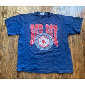 VTG 90s Boston Red Sox T Shirt Mens XL Navy Blue Single Stitch Big Graphic MLB